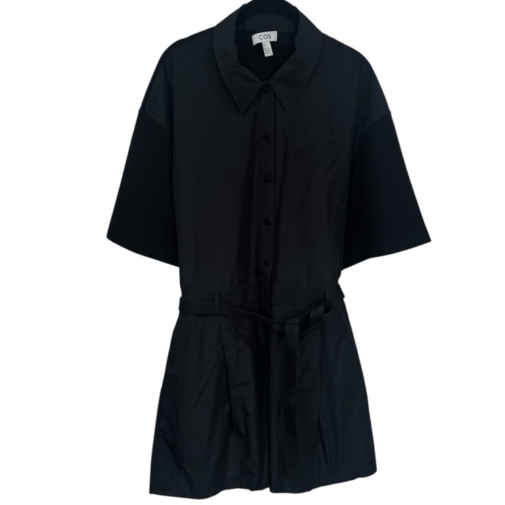 COS Black Short-Sleeve Button Romper